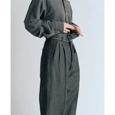 OLD FOLK HOUSE /  Wool & Linen Trousers *Black  Natural