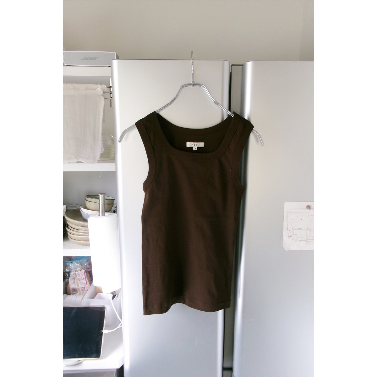 FUJI / COTTON SQUARE TANK TOP(for ladies) *BROW