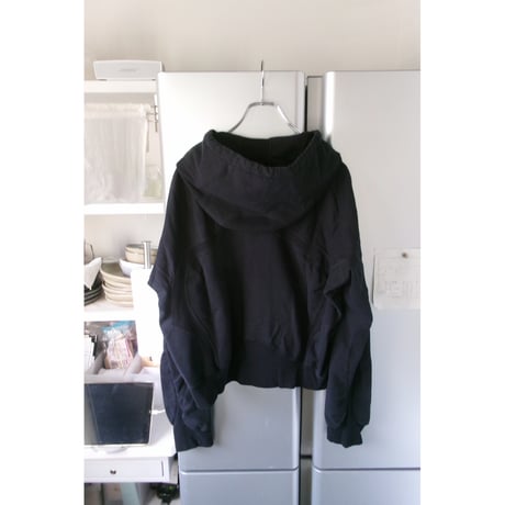NVRFRGT /  PANELLED ZIP UP HOODIE *DARK NAVY