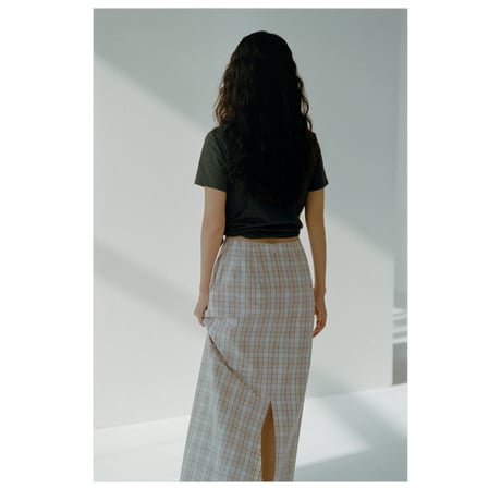 FUJI / COTTON CHECK SKIRT(for ladies) *BEIGE CHECK