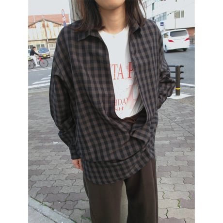 Blanc YM / Silk Plaid Skipper Shirts *Black