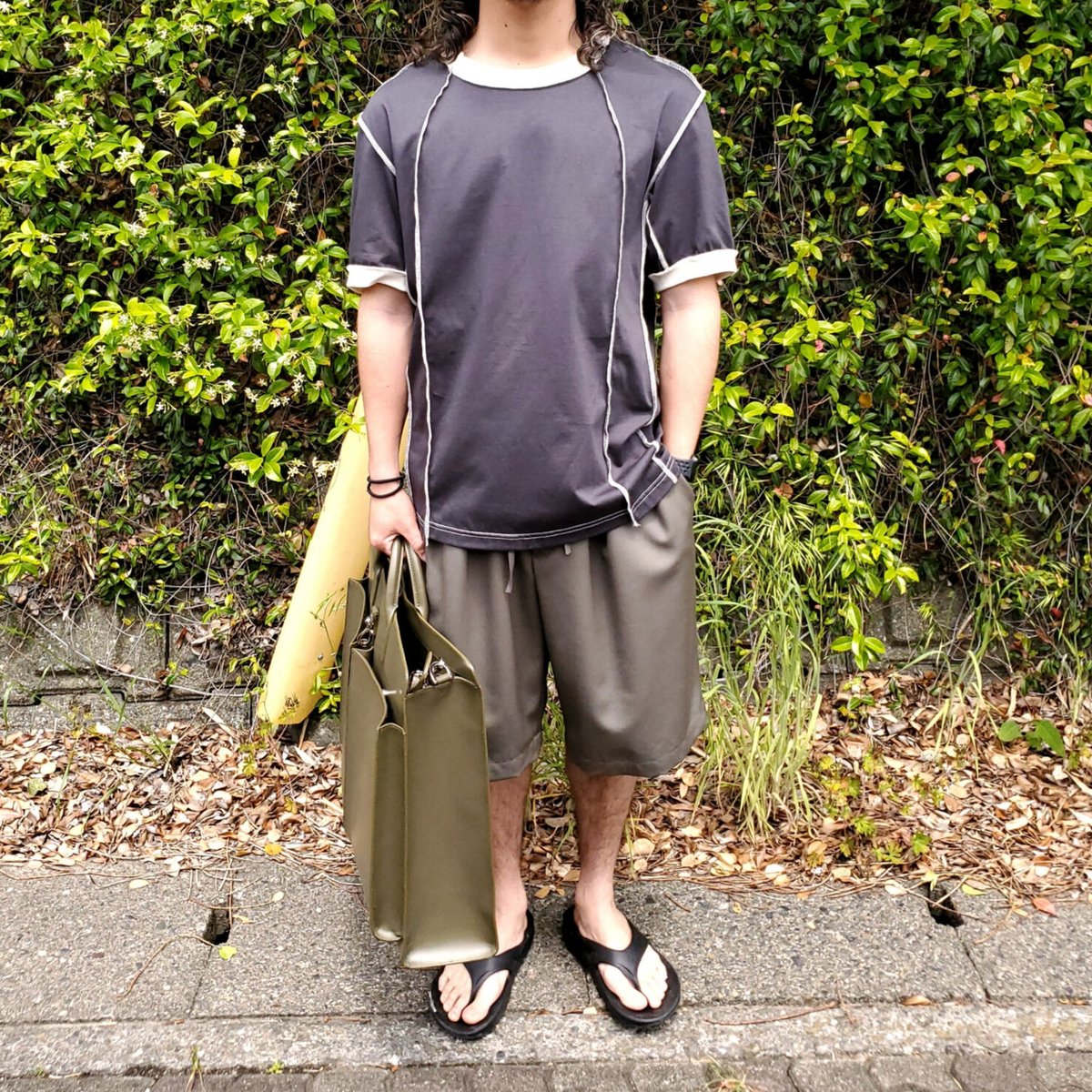 Blanc YM / Wide Easy Half Trousers -Gray | AVET Blanc YM / Wide Easy Half Trousers -Gray | AVET