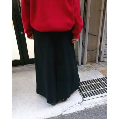 FUJI(for ladies) / LAMBSWOOL MELTON LONG SKIRT *NAVY