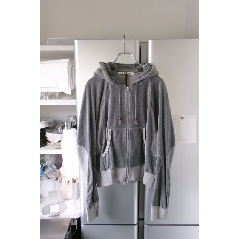 NVRFRGT / VELOUR ZIP UP HOODIE *HEATHER GRAY |