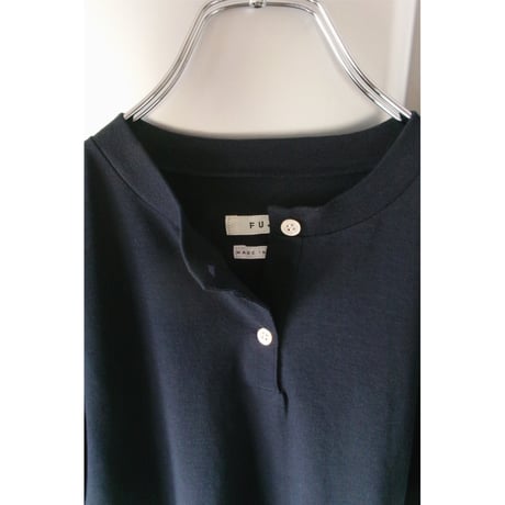 FUJI / COTTON HENRY NECK S/S T-SHIRTS (for ladies) *NAVY