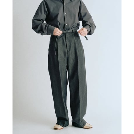 OLD FOLK HOUSE /  Wool & Linen Trousers *Black  Natural