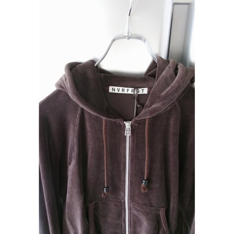 NVRFRGT /  VELOUR ZIP UP HOODIE *BROWN