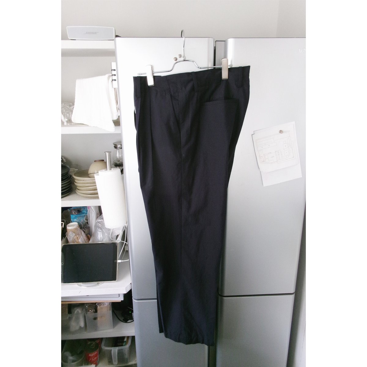 FUJI / COTTON SILK BELTLESS PANTS *NAVY | AVET