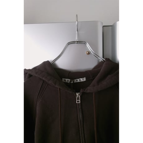 NVRFRGT / PANELLED ZIP UP HOODIE *DARK BROWN