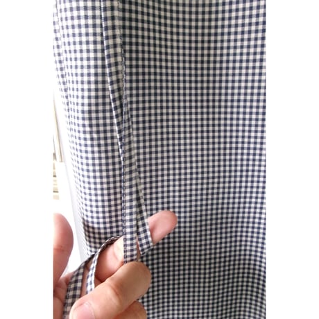 OLD FOLK HOUSE / WOOL LOUNGE PANTS *WHITE&NAVY(GINGHAM)