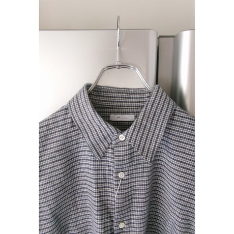 MY___ / COTTON LINEN FLANNEL CHECKED SHIRT *BROWN
