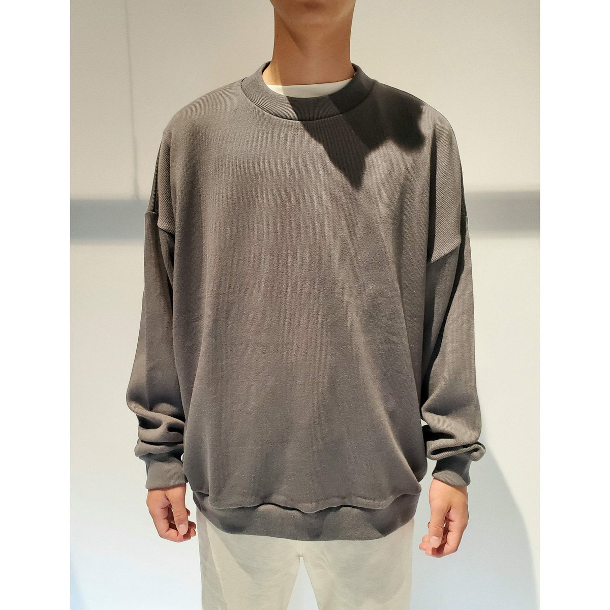 Blanc YM / Cotton Wide Sweat Shirt - Light Gray...