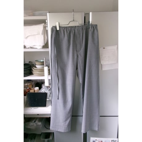 OLD FOLK HOUSE / WOOL LOUNGE PANTS *WHITE&NAVY(GINGHAM)
