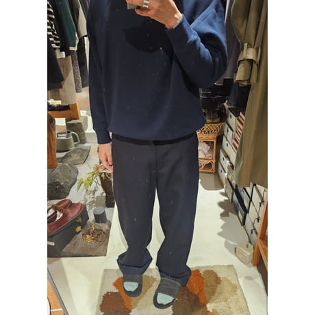 OLD FOLK HOUSE /  Wool Gabardine Trousers *Navy