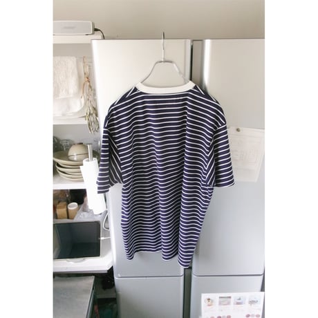 FUJI / SUPIMA COTTON BORDER S/S T-SHIRT *NAVY