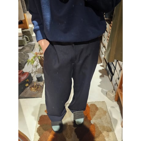 OLD FOLK HOUSE /  Wool Gabardine Trousers *Navy