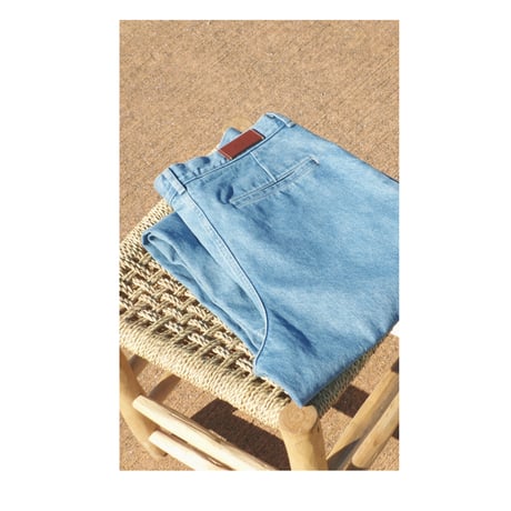 FUJI /  WASH DENIM SLACKS *BLUE