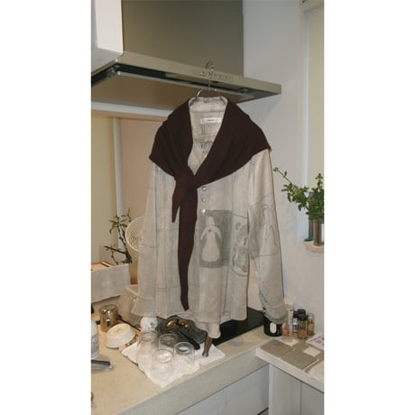 FUJI / WHITE CASHMERE SCARF *BROWN