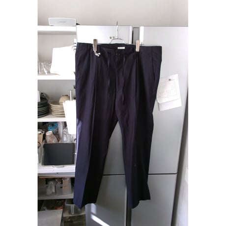 FUJI / COTTON SILK BELTLESS PANTS *NAVY