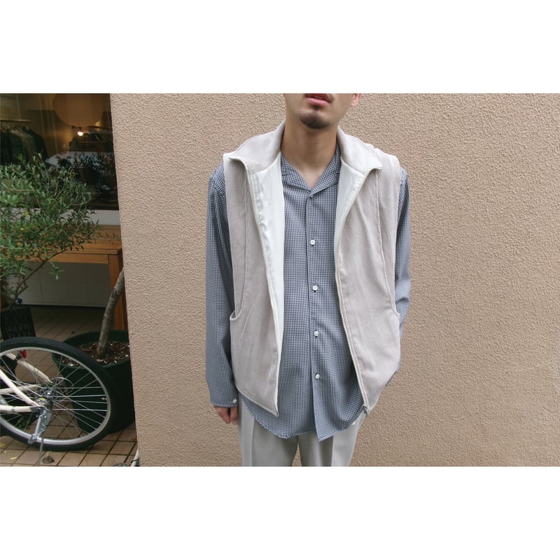 OLD FOLK HOUSE / Wool Lounge Shirt *White &Navy