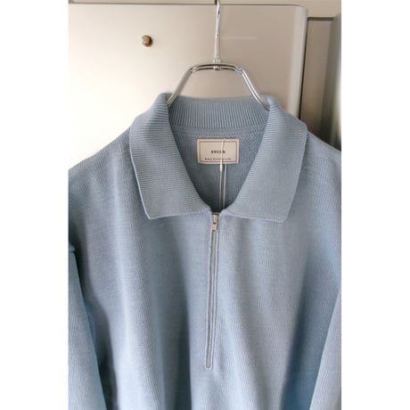 EVCON/ COTTON KNIT HALF ZIP *L.BLUE