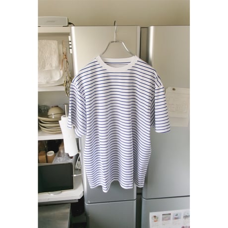 FUJI / SUPIMA COTTON BORDER S/S T-SHIRT *WHITE