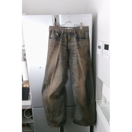 NVRFRGT / 3D TWISTED WIDE LEG JEANS *MUD FADED INDIGO