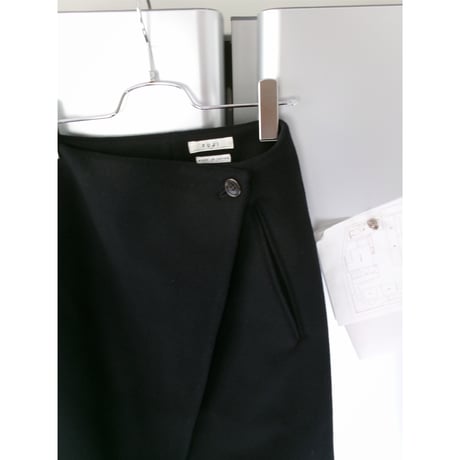 FUJI(for ladies) / LAMBSWOOL MELTON LONG SKIRT *NAVY