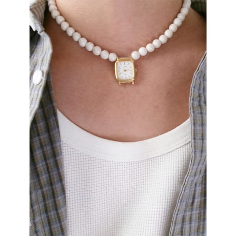 HIDAKA / Orbit Watch Necklace - Riverstone *Beige