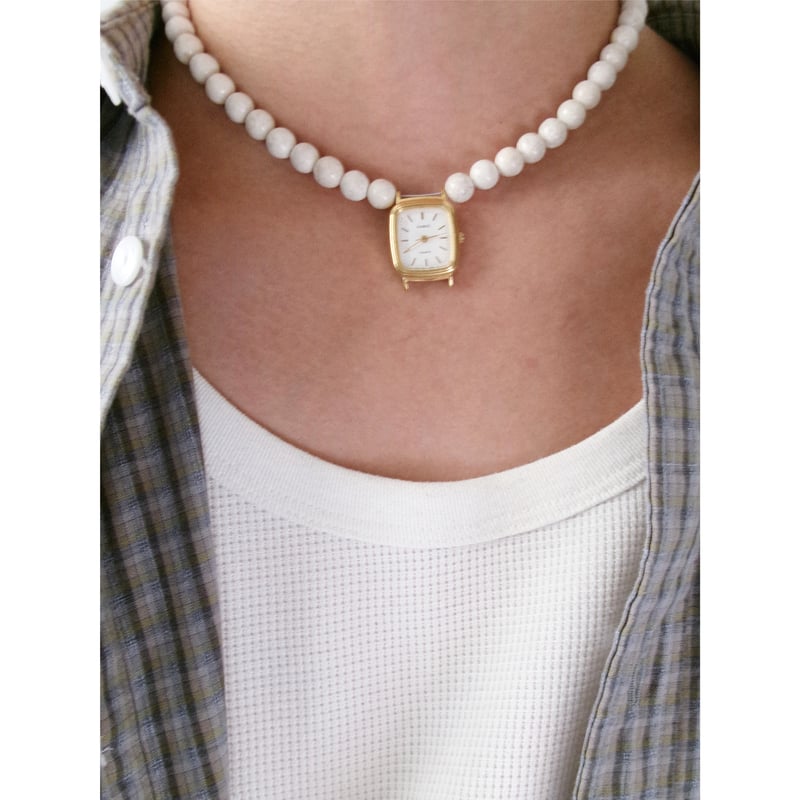 HIDAKA / Orbit Watch Necklace - Riverstone *Bei