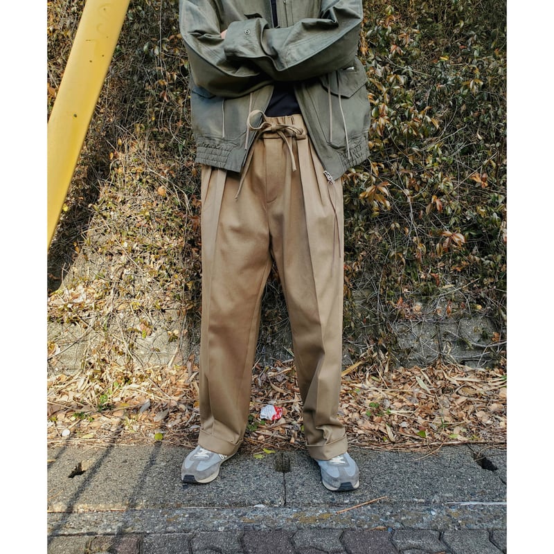 Blanc YM / Cotton Easy Trousers-Beige