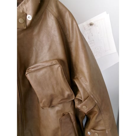 ABELIA EDWARD GOUCHA / MOM BIKER JACKET  *CAMEL