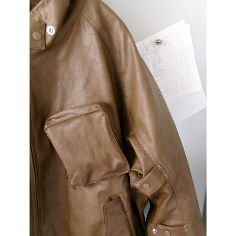 ABELIA EDWARD GOUCHA / MOM BIKER JACKET *CAMEL