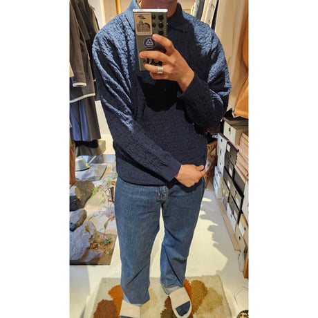 Blanc YM / Knit Long Polo Shirts *Navy