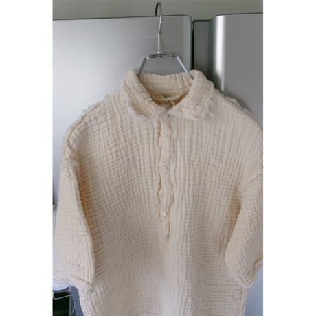 YUTASETOGAWA / Crepon 4Gauze Polo Shirt *NATURAL