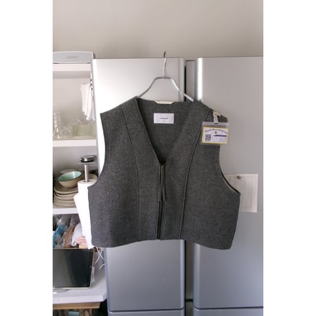 YUTASETOGAWA / "ME" DOCTOR VEST WOOL MELTON *GRY