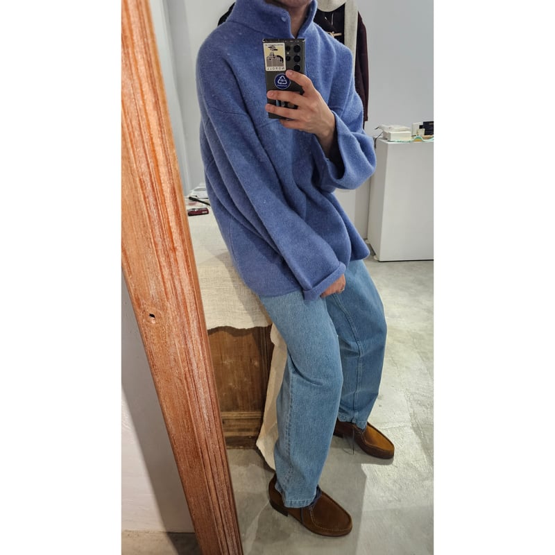 Blanc YM / Wool Fleece Snap Pullover *Sax blue