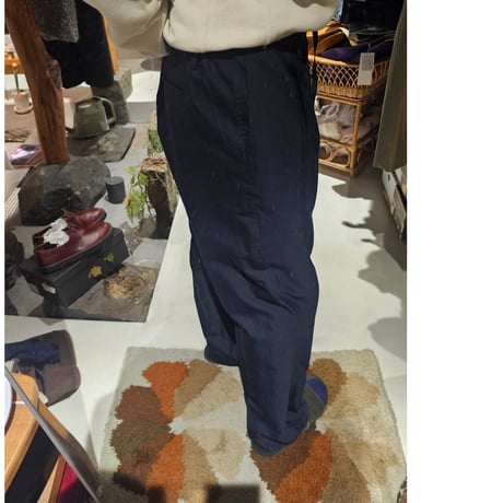 FUJI / COTTON SILK BELTLESS PANTS *NAVY