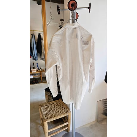 FUJI /  CLASSIC COLLAR SHRITS *ORANGE PIN STRIPE