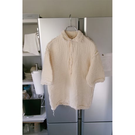 YUTASETOGAWA / Crepon 4Gauze Polo Shirt *NATURAL
