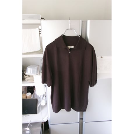 FUJI / SILK CASHMERE S/S SKIPPER POLO *BROWN