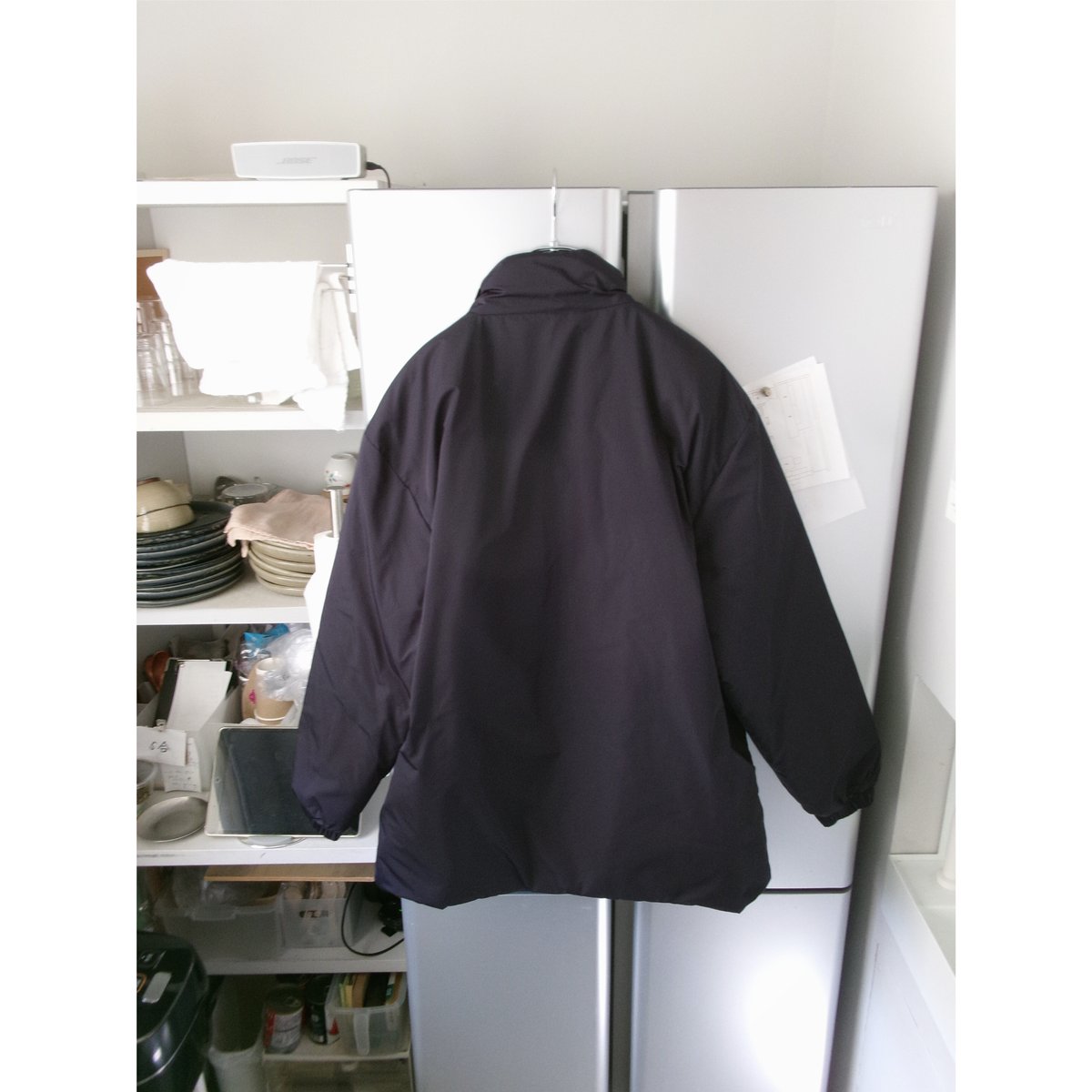 FUJI / SILK POLYESTER PADET JACKET *NAVY | AVET