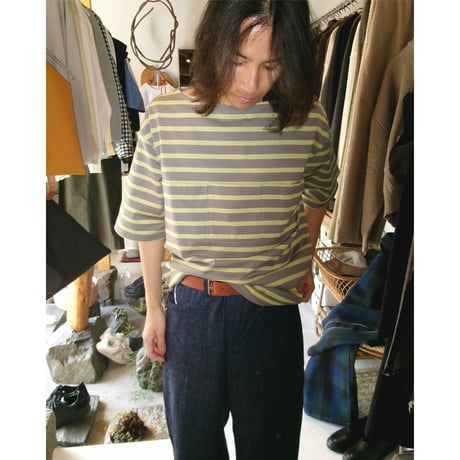 TOZAOU / Wall Pocket Tee *Gray×Yellow
