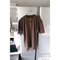 FUJI / COTTON HENRY NECK S/S T-SHIRTS (for ladies) *BROWN