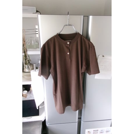 FUJI / COTTON HENRY NECK S/S T-SHIRTS (for ladies) *BROWN