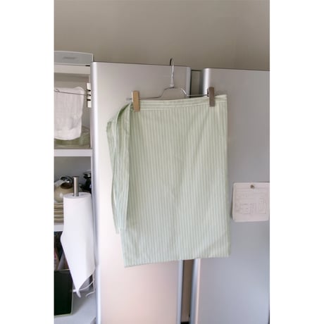 FUJI / COTTON STRIPE PADET WRAP SKIRT(for ladies) *GREEN STRIPE