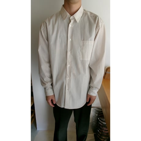 FUJI /  CLASSIC COLLAR STRIPE SHIRT *RED BROWN STRIPE