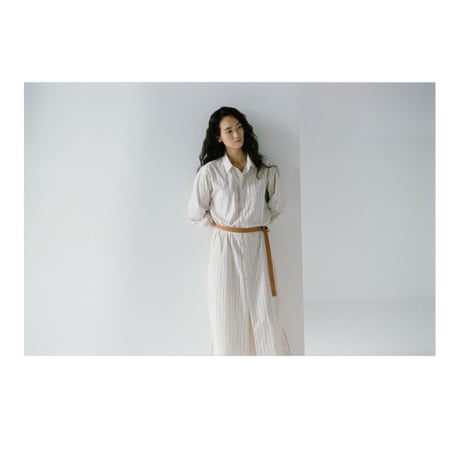 FUJI / COTTON SHIRTS ONEPIECE(for ladies)*YELLOW BROWN STRIPE