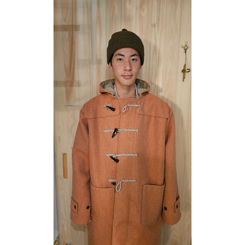 CORONA NAVY DUFFLE L カーキミックス ウール ハリスツイード Oni-Waffle Embroidery Prime-Over V-Neck Knit Pullover