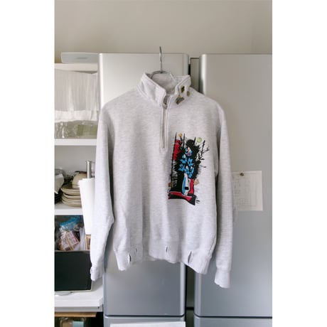 YUTASETOGAWA / YS-UNIFORM HALF ZIP SWEATSHIRT W/DECORATION *ASH